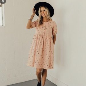 Roolee pink polka dot midi dress XL